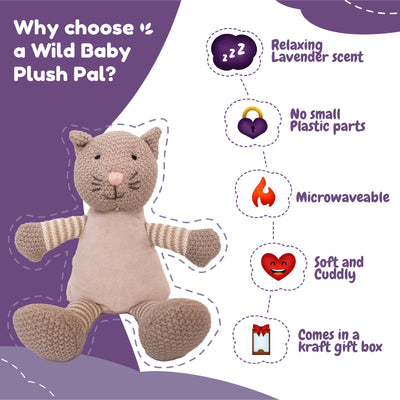 Cat Stuffed Animal - Heatable Plush Pal with Hot Cold Therapy Pack