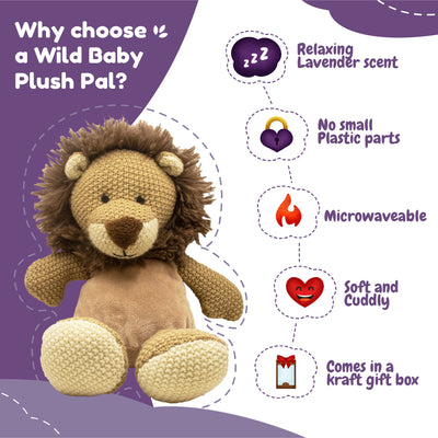 Lion Stuffed Animal - Microwaveable Plush with Hot Cold Therapy Pack