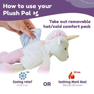 Unicorn Stuffed Animal - Microwaveable Plush Pal with Hot Cold Therapy Pack