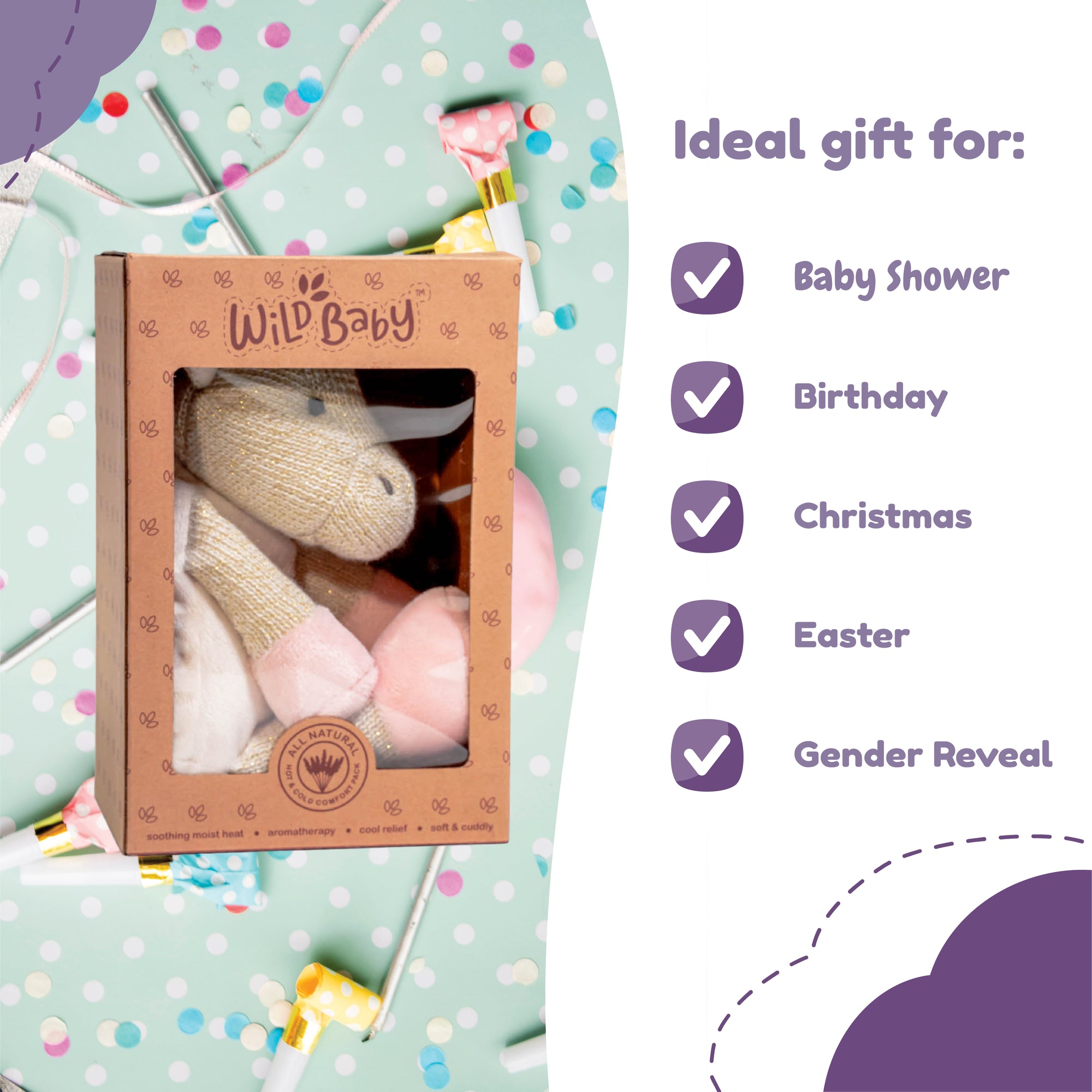 Unicorn Stuffed Animal - Microwaveable Plush Pal with Hot Cold Therapy Pack